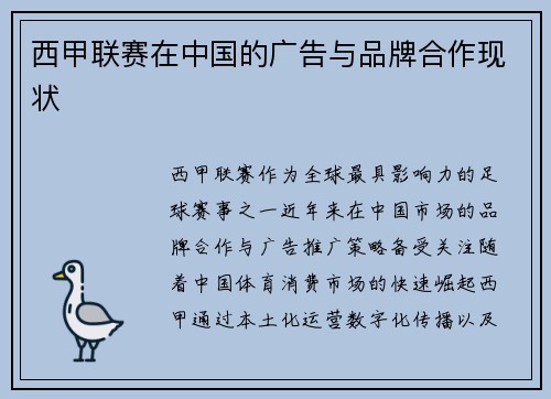 西甲联赛在中国的广告与品牌合作现状